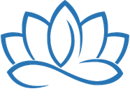 Blue outline of a lotus flower with multiple petals.