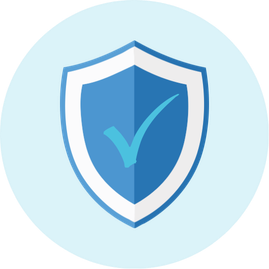 A shield with a checkmark inside, symbolizing security or protection.