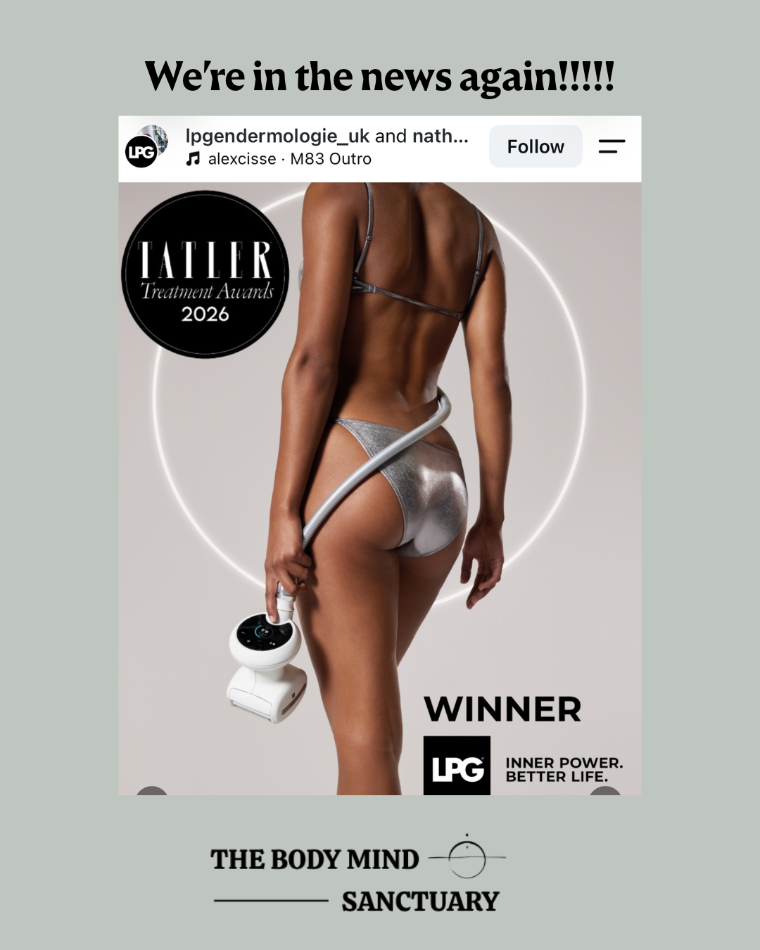 Tatler magazine article announcing the 2026 Treatment Awards, including LPG Endermologie®  Infinity, available at the BodyMind Sanctuary in Tunbridge Wells.