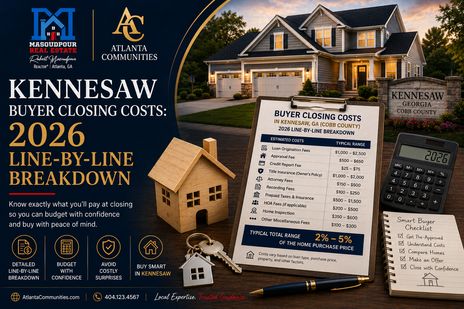 Kennesaw Buyer Closing Costs: 2026 Line-by-Line Breakdown