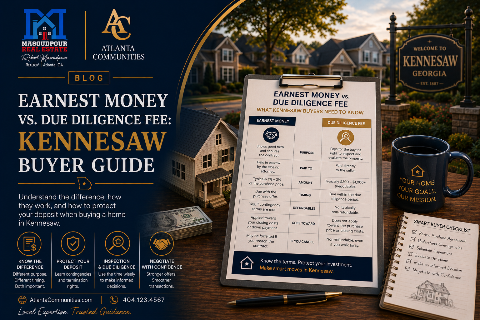 Earnest Money vs. Due Diligence Fee: Kennesaw Buyer Guide