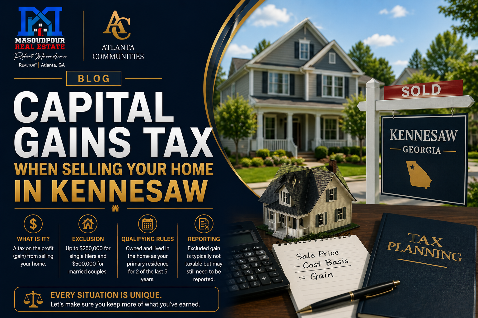 How Much Capital Gains Tax Will I Owe When I Sell My Kennesaw Home in 2026?