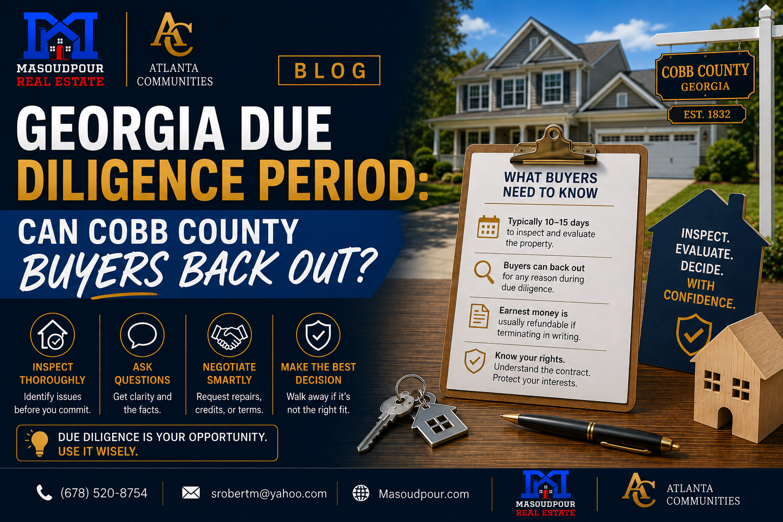 Georgia Due Diligence Period: Can Cobb County Buyers Back Out?
