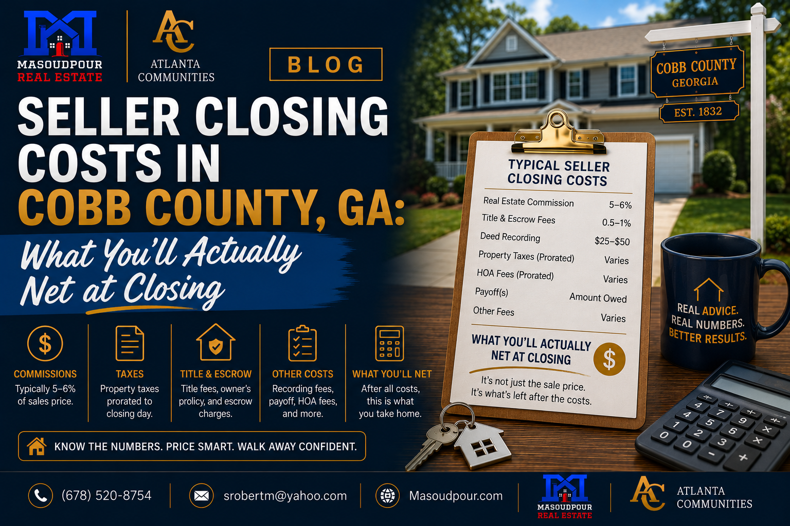 Seller Closing Costs in Cobb County, GA: What You'll Actually Net at Closing