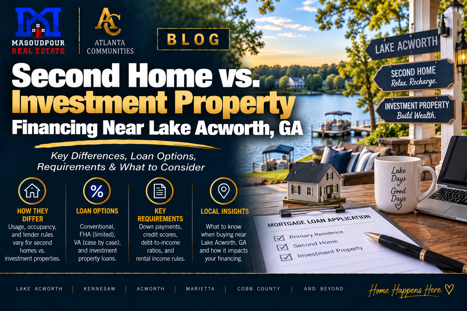 Second Home vs. Investment Property Financing Near Lake Acworth, GA