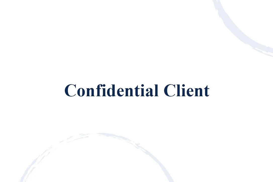 Confidential Client document cover page with text in navy blue on a white background.