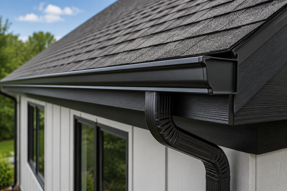 6-inch K-style seamless aluminum gutter on a home