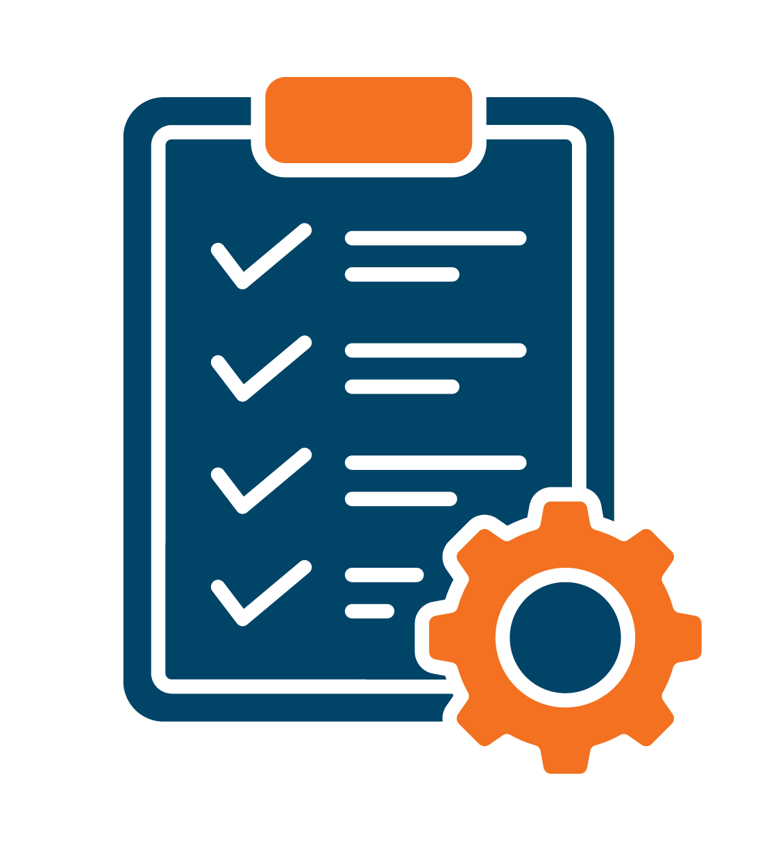 Icon of a checklist or to-do list on a clipboard with a gear symbol, representing task management or settings.