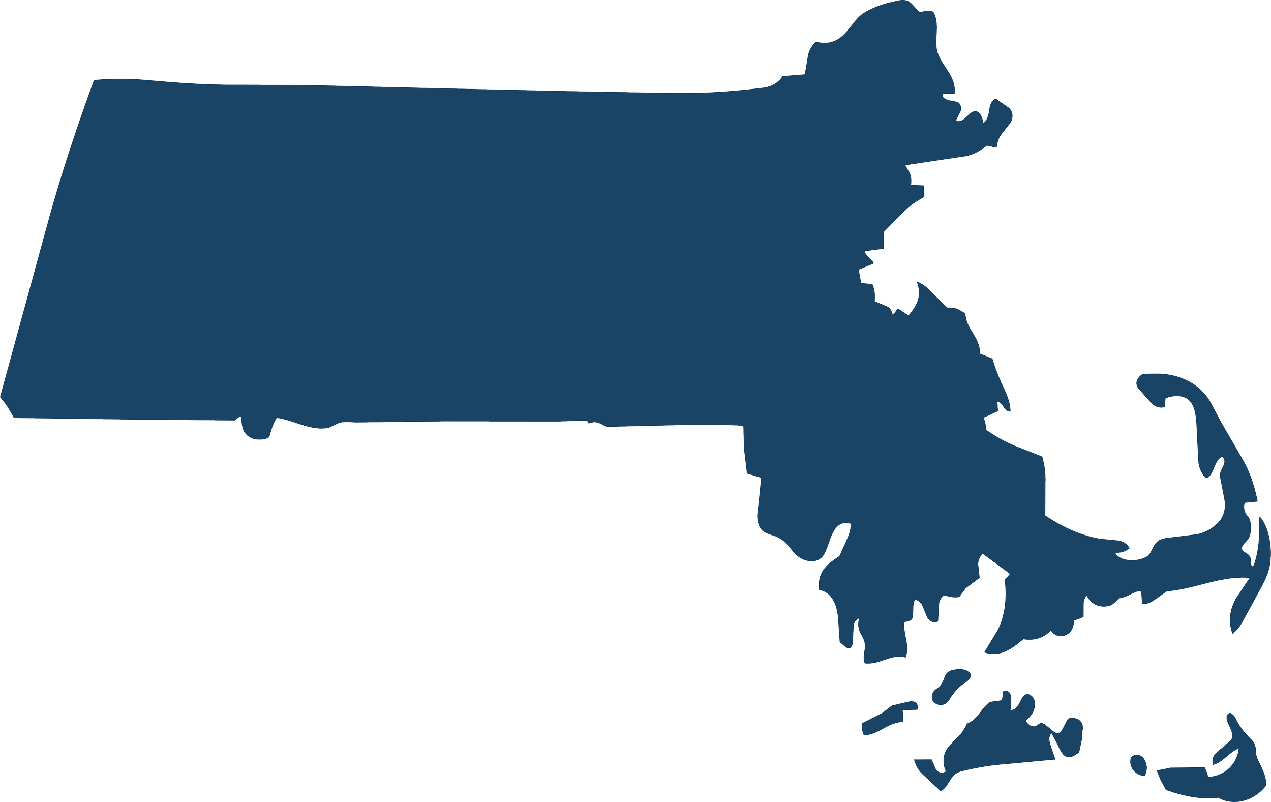 Silhouette of the United States map in navy blue.
