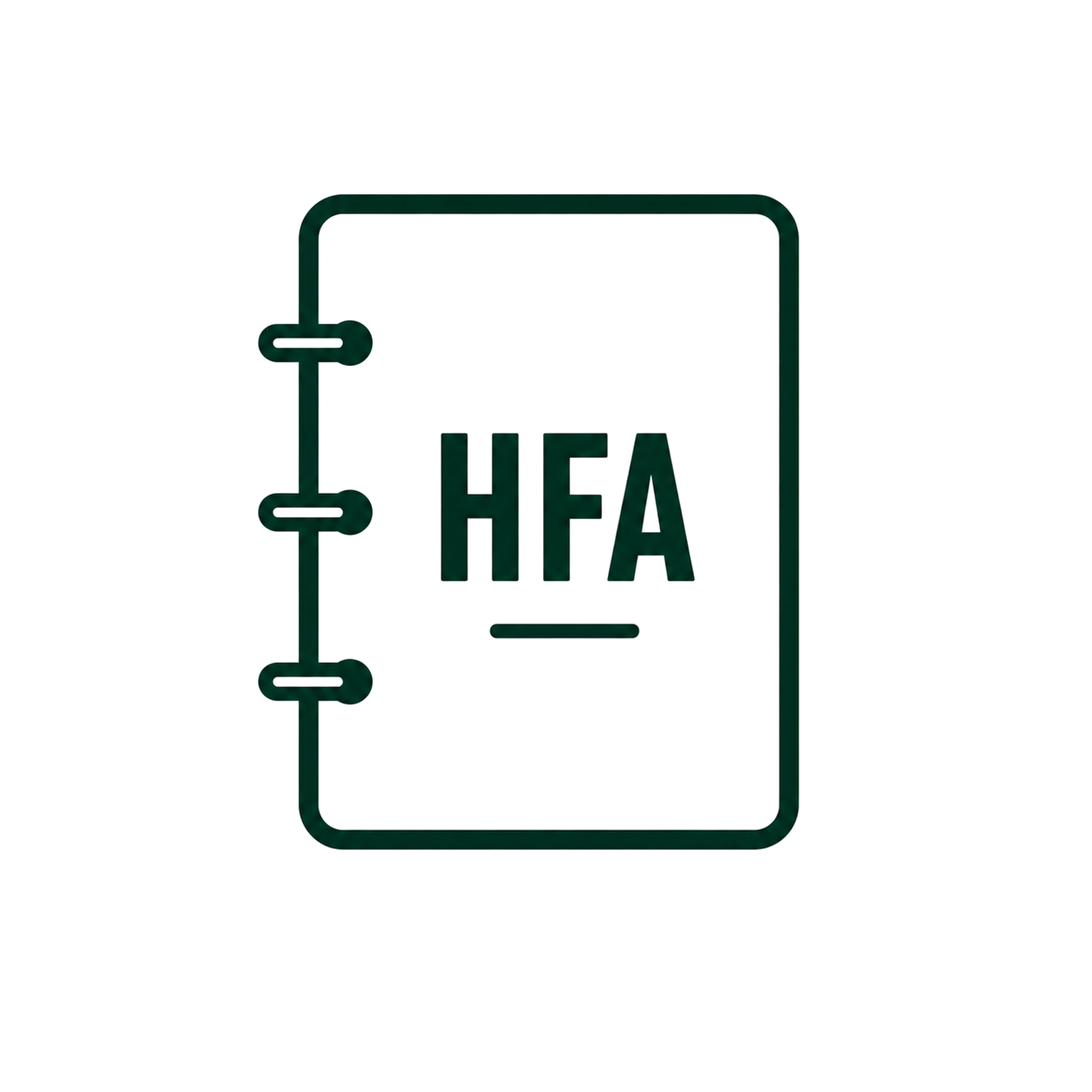 Illustration of a smartphone displaying an app with the letters "HFA" on the screen.