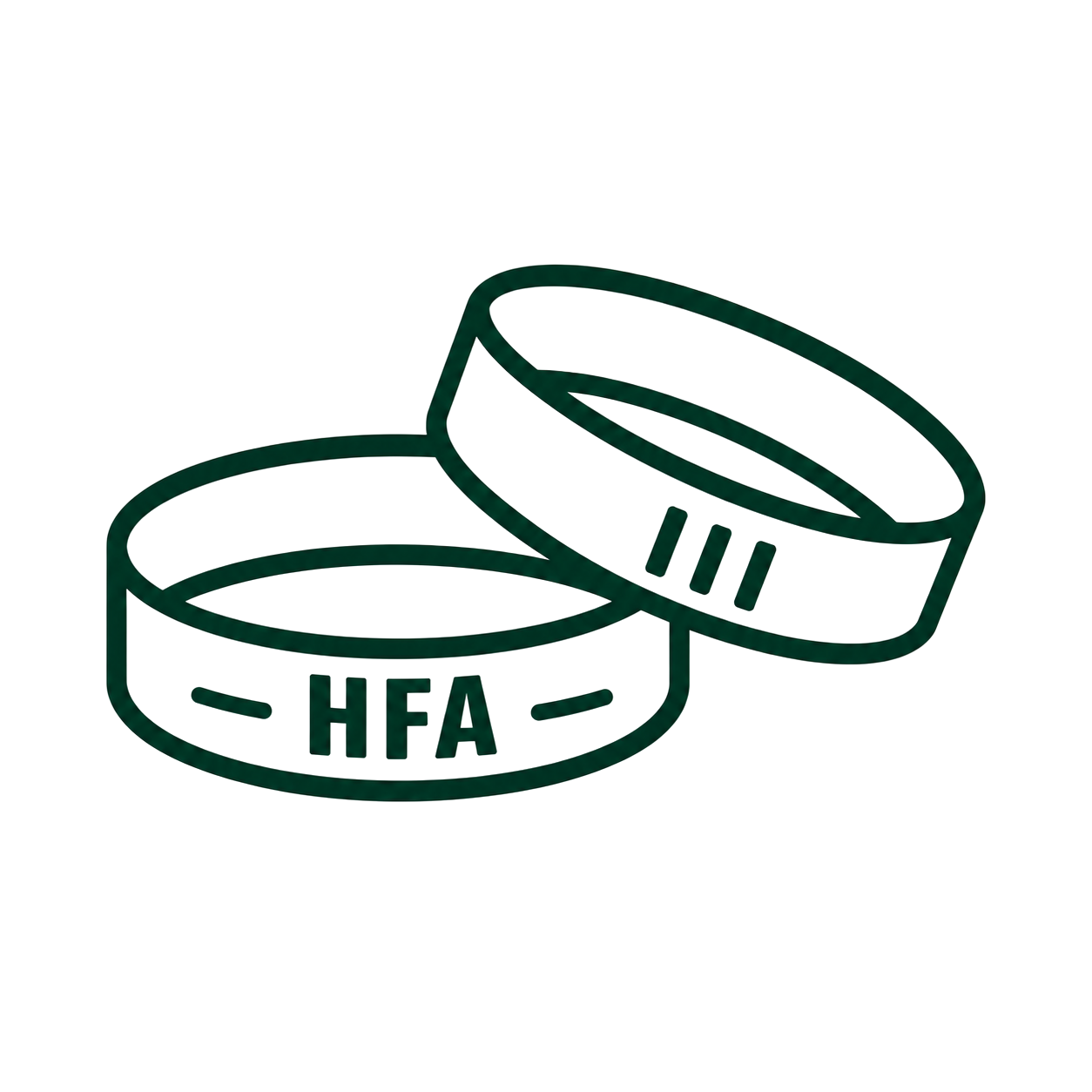 Digital illustration of two pills with the letters 'HFA' on one, showing one pill open and the other closed, against a black background.