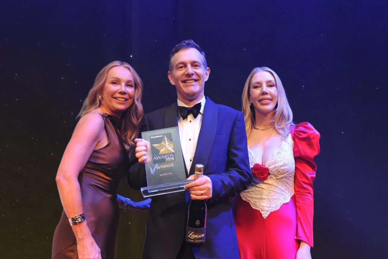 Jo Clark joined Kathryn Ryan on stage to present the Car Manufacturer Awards, including Best Large Car, awarded to the Audi A6 e-tron.