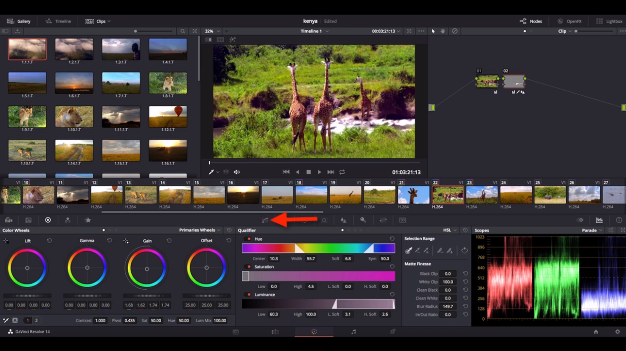 Achieving highlight defocus with Resolve