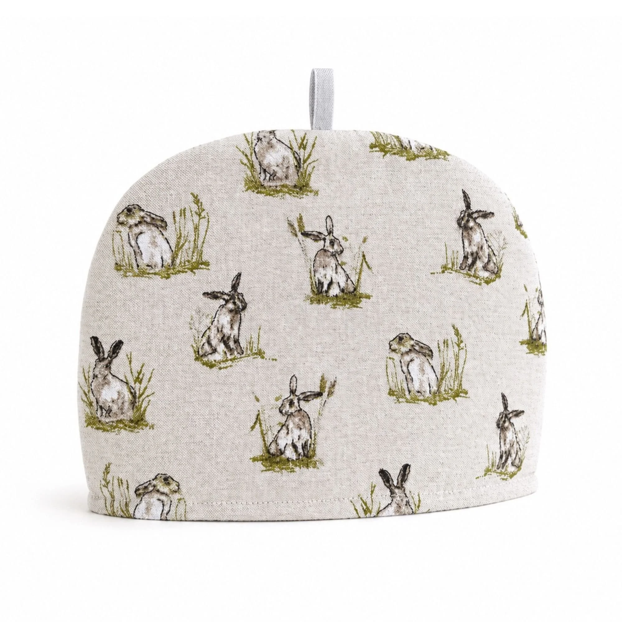  
   
     Hare in the Grass Tea Cosy 
   Featuring a curious hare resting among soft meadow grasses, this charming tea cosy brings a gentle touch of the countryside to every pot of tea.
   
 
