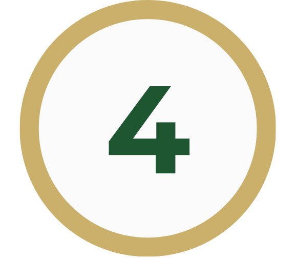 Number four inside a beige and white circular badge.