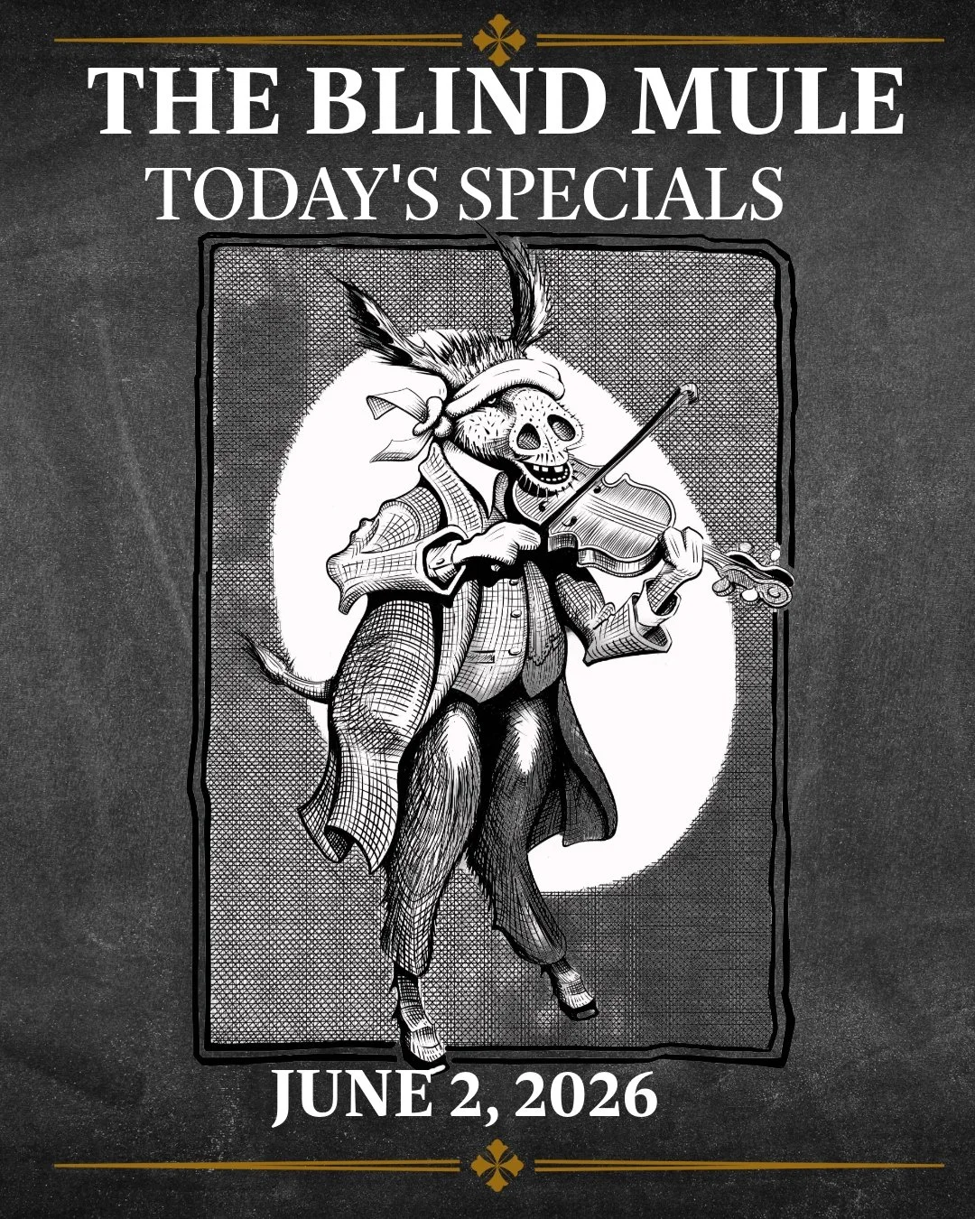 Blind Mule Daily Specials are updated regularly. 
Which will you choose? Come see us in downtown Brevard Tuesday through Saturday, 5pm until our last reservation.
