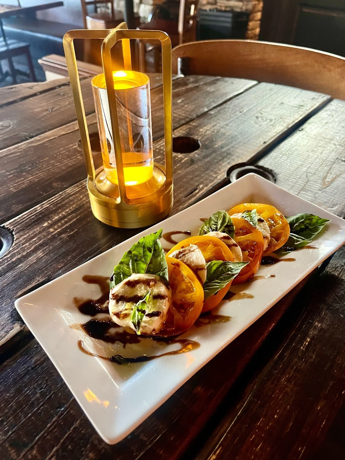 Golden Caprese Salad on the menu this week at The Blind Mule. Ripe local Yellow Tomatoes with Fresh Mozzarella, Basil, &amp; Balsamic Glaze. Summer freshness at its best! #wnc #heartofbrevard #eatlocal #blindmule #brevardnc #transylvaniacounty