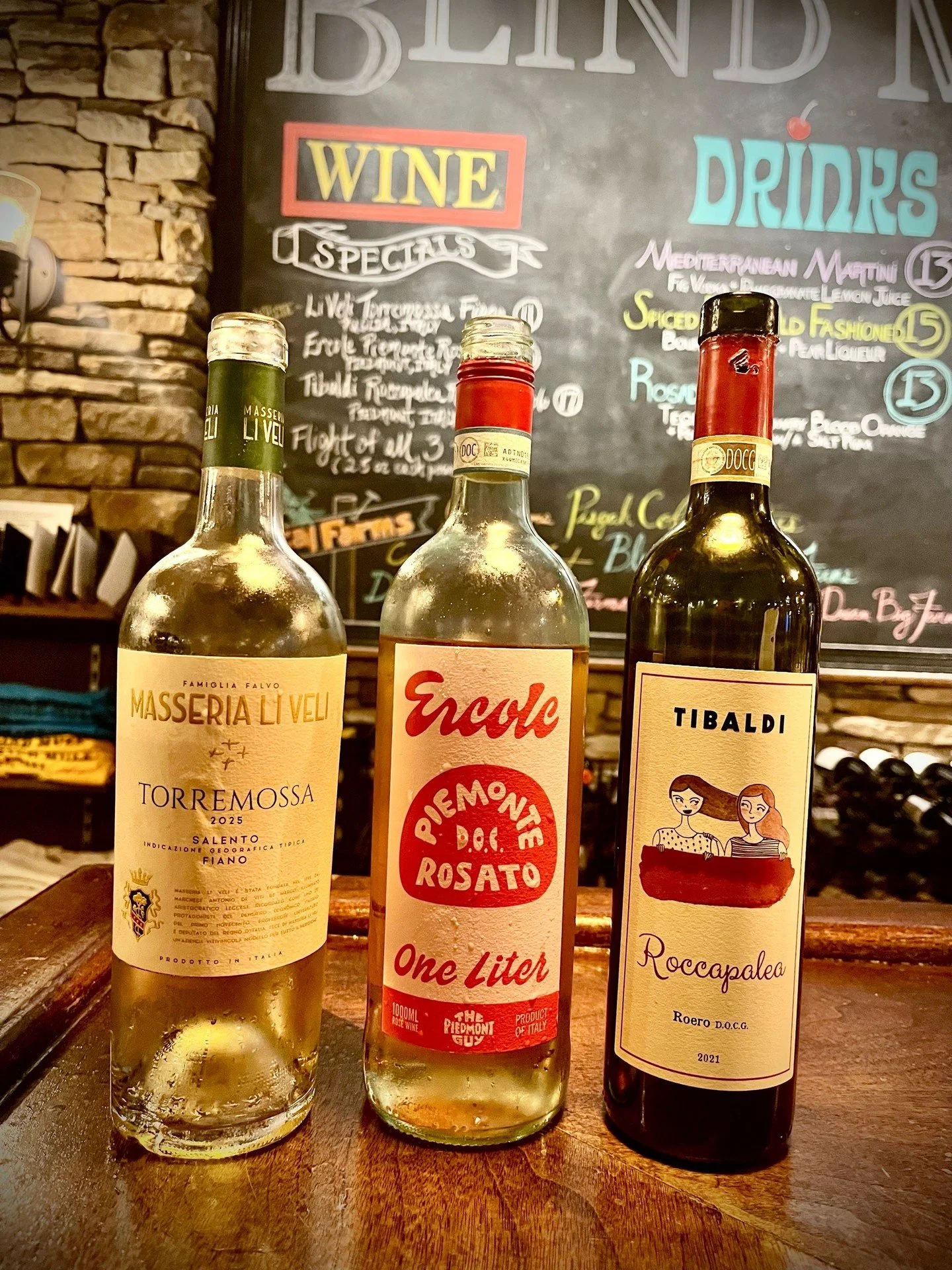 This week&rsquo;s Blind Mule Wine Flight takes us to Italy: Masseria Li Veli Fiano, Ercole Barbera Rosato, &amp; Tibaldi Roccapalea Nebbiolo pair perfectly with our summer menu and daily specials. Cheers! #wnc #heartofbrevard #brevardnc #brevardtrans