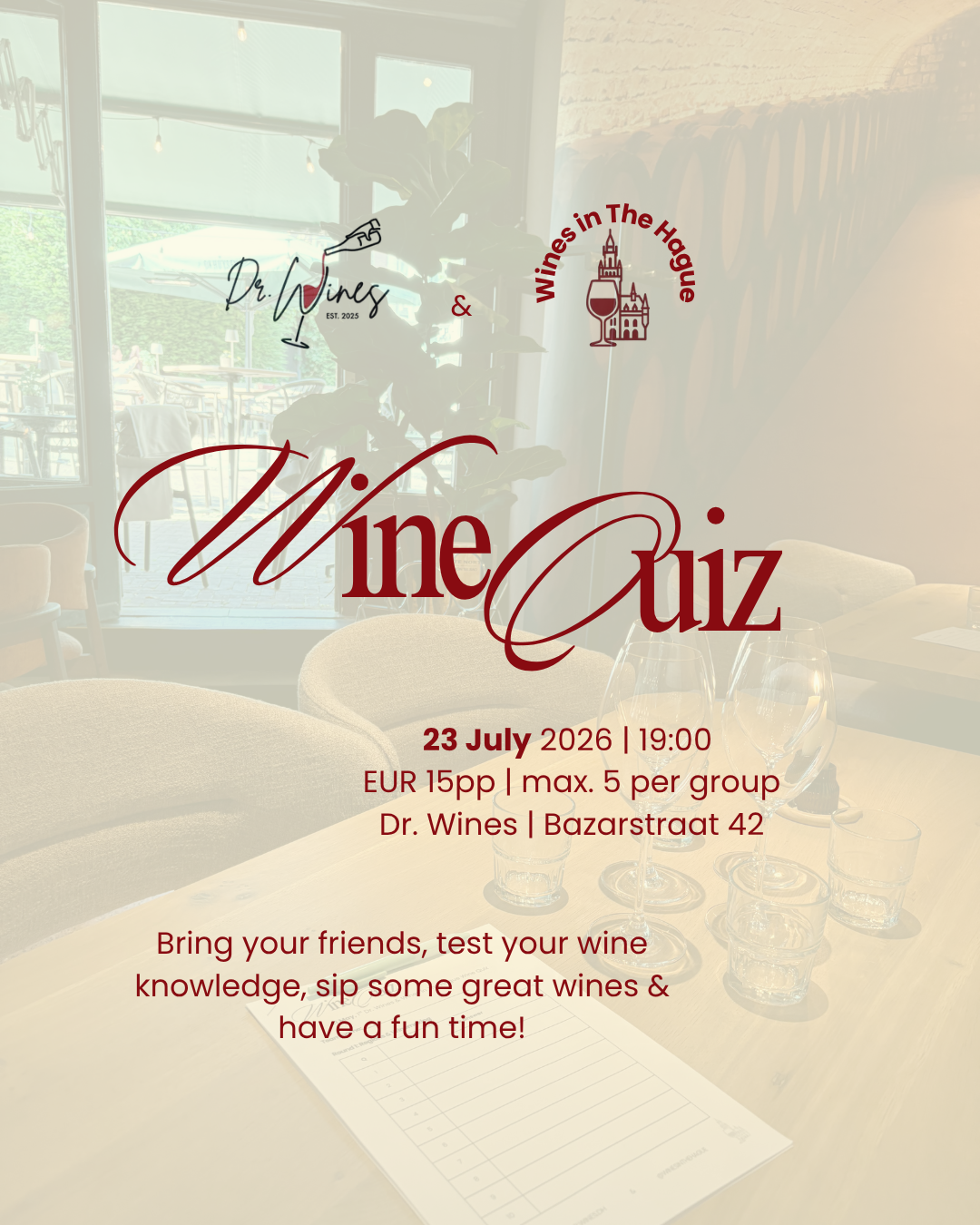 23 July: Dr. Wines & Wines in The Hague Wine Quiz!