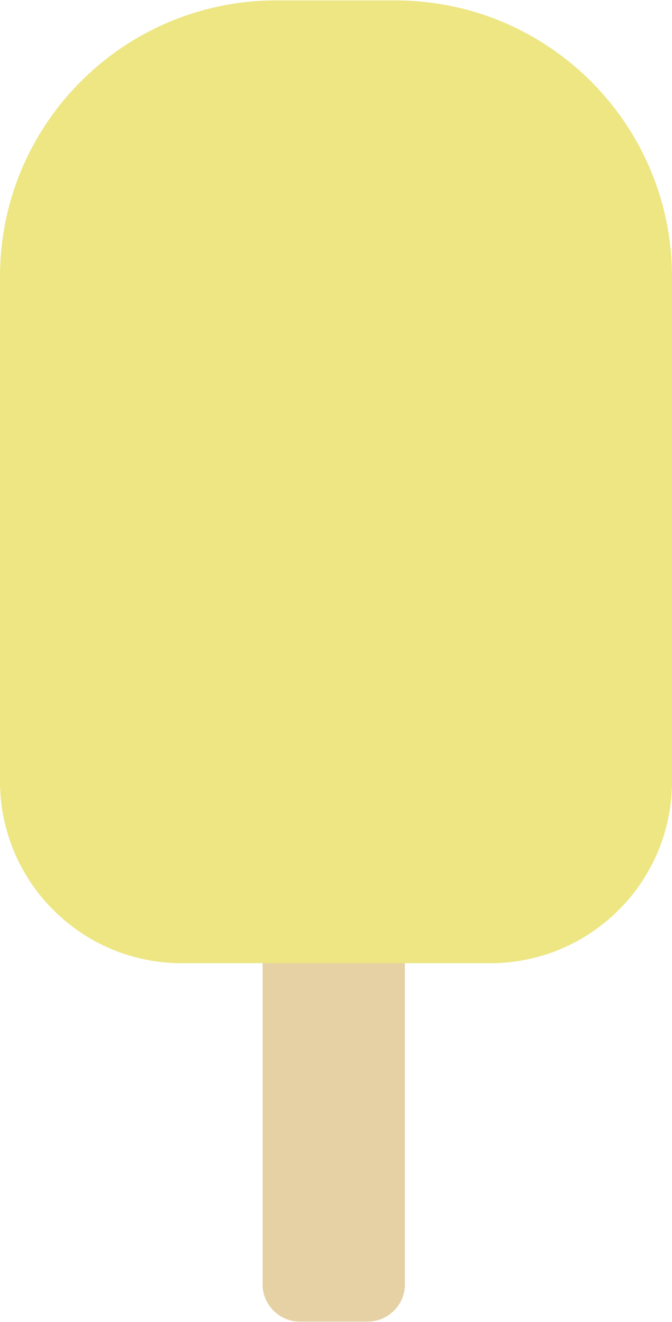 Yellow popsicle with a wooden stick in the center.
