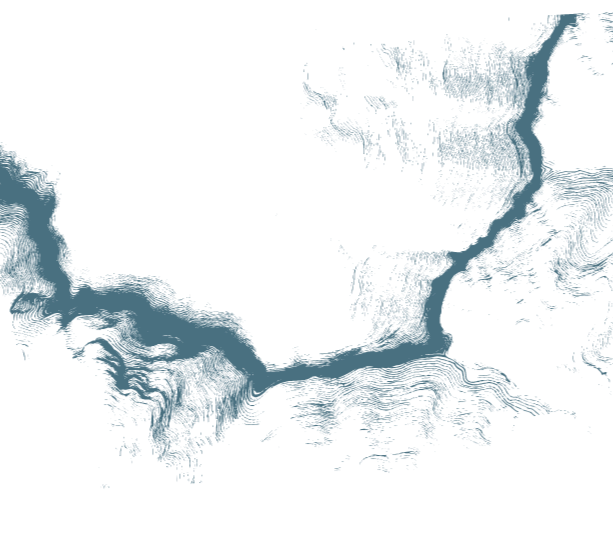 Satellite image showing ice and water in a polar or glacial region.