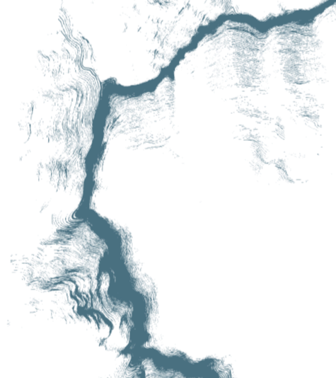 Abstract image with blue and black colors, resembling a tree silhouette or foliage.