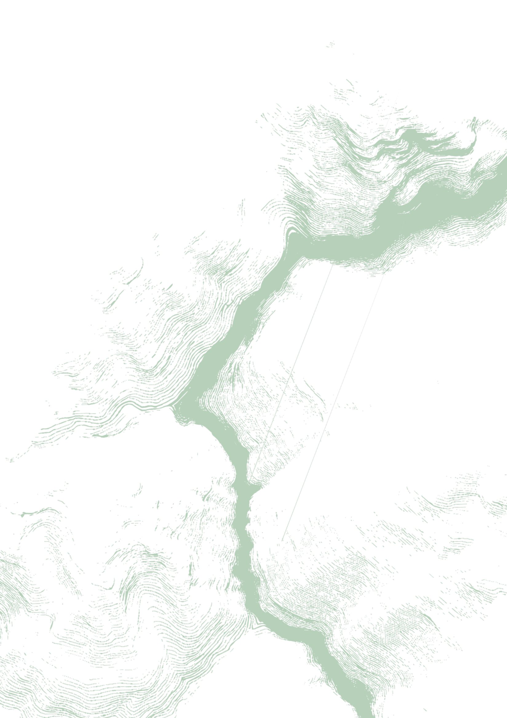 Digital topographic map with lines and elevation contours in white against a black background, showing terrain features.
