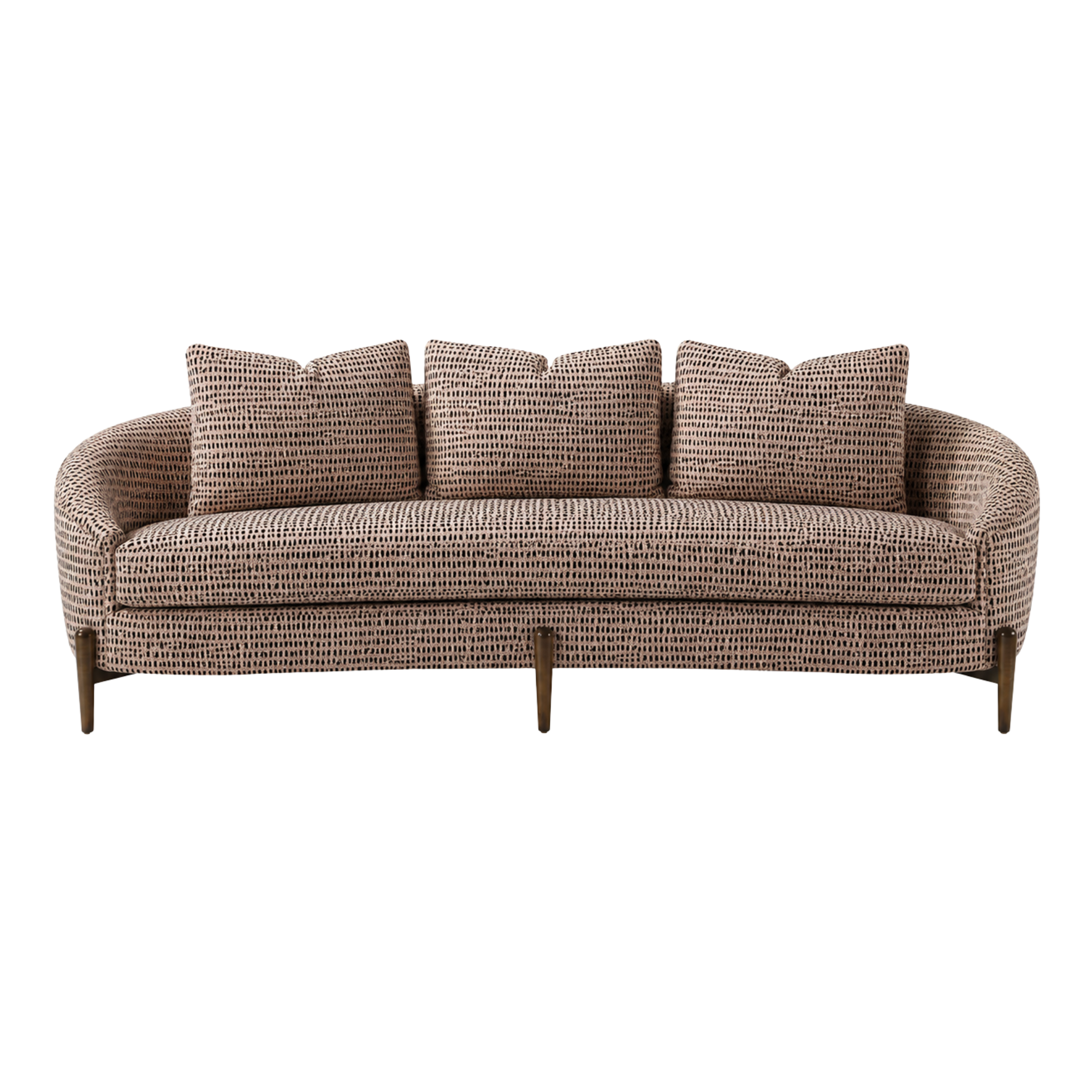 A modern customized COM sofa from Thayer Coggin upholstered in Stout fabric.