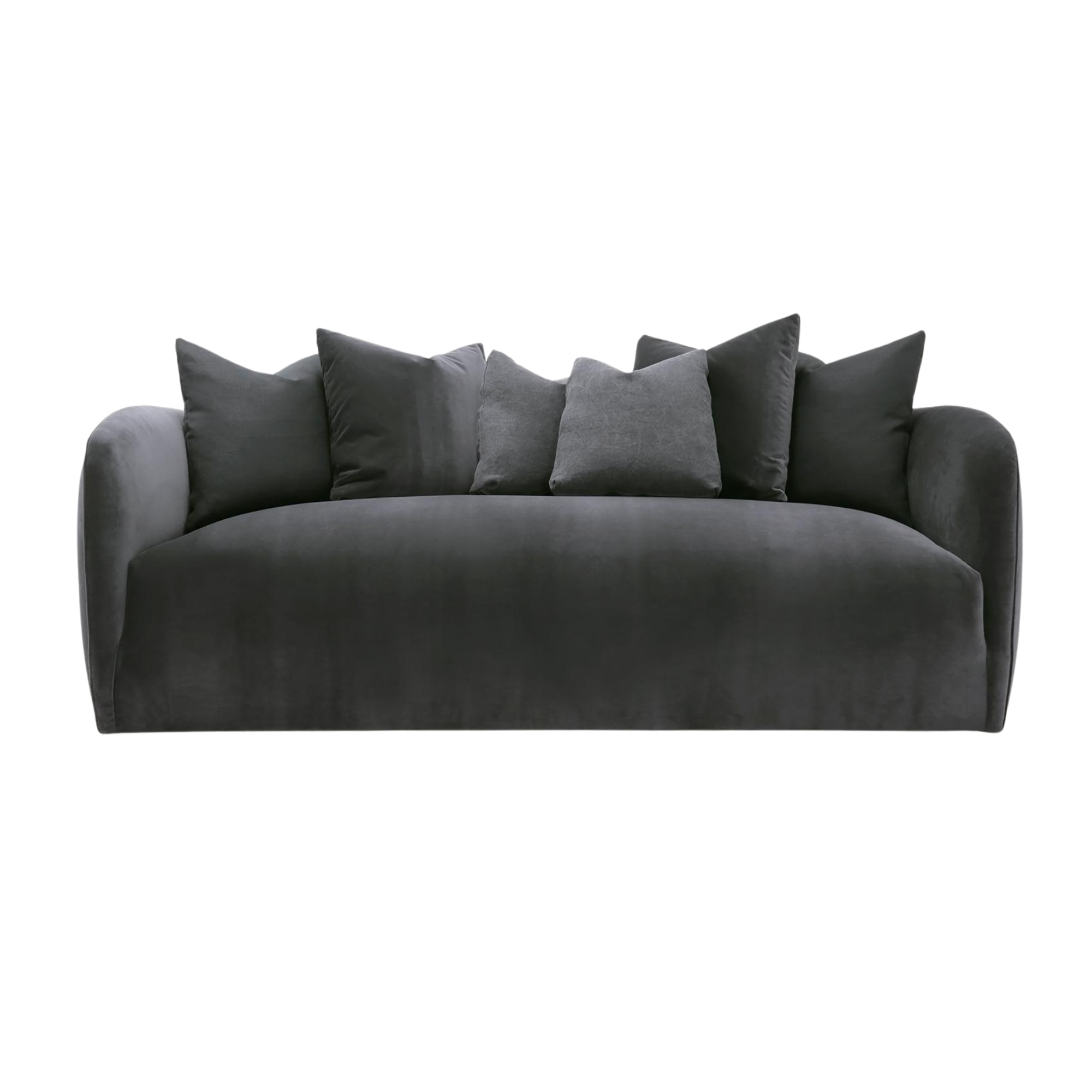 A dark gray sofa bespoke made from Verellen using Kravet textiles.