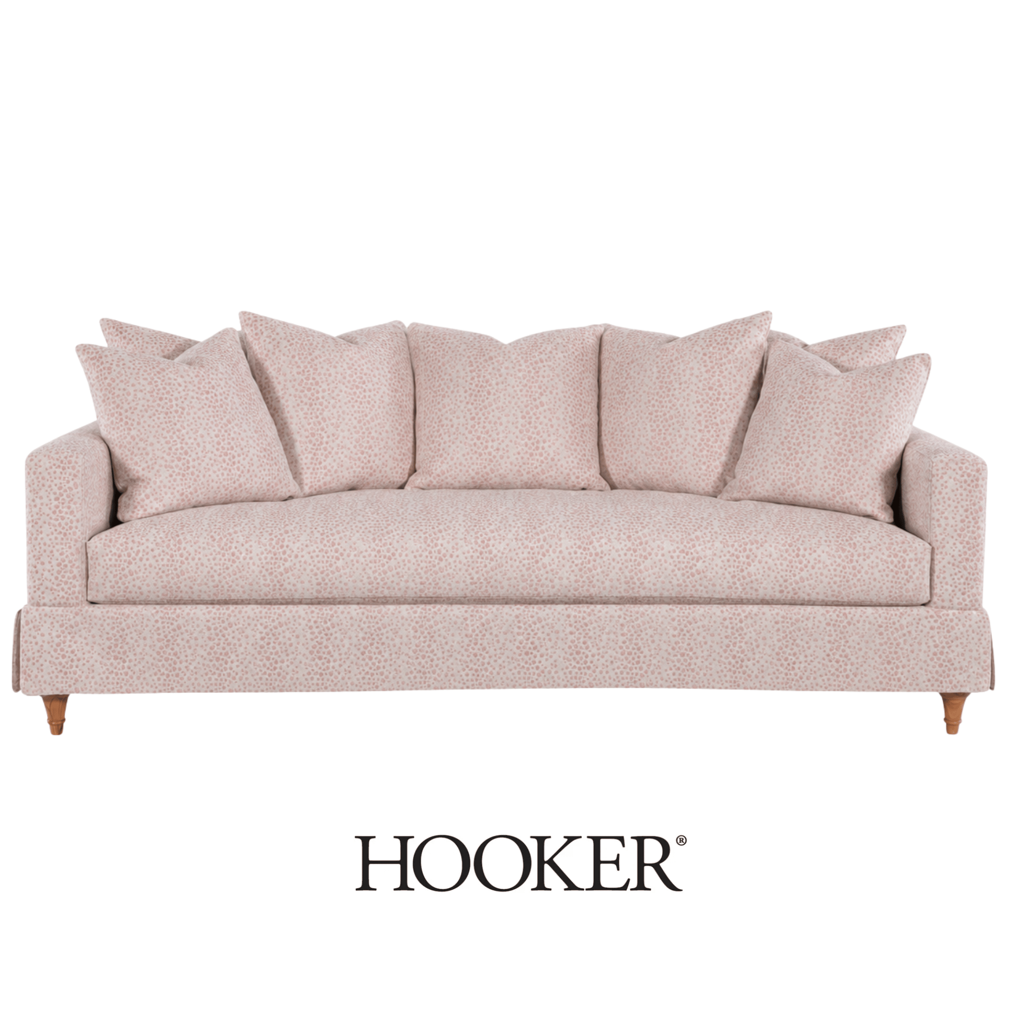 Custom upholstered Hooker Furnishings sofa in Kerry Joyce fabric.