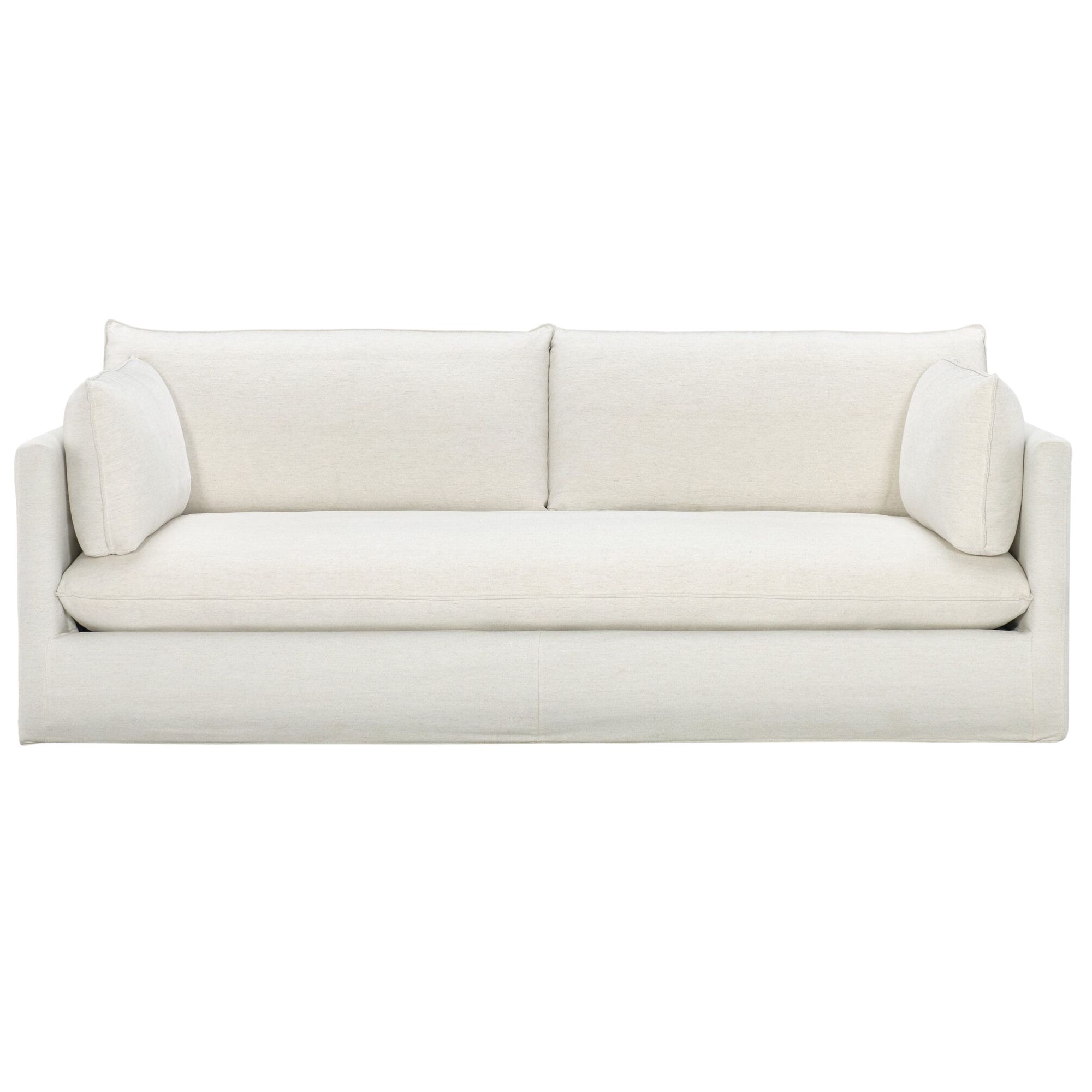 A white sofa with cushions and COM fabric custom made by hooker furnishings.