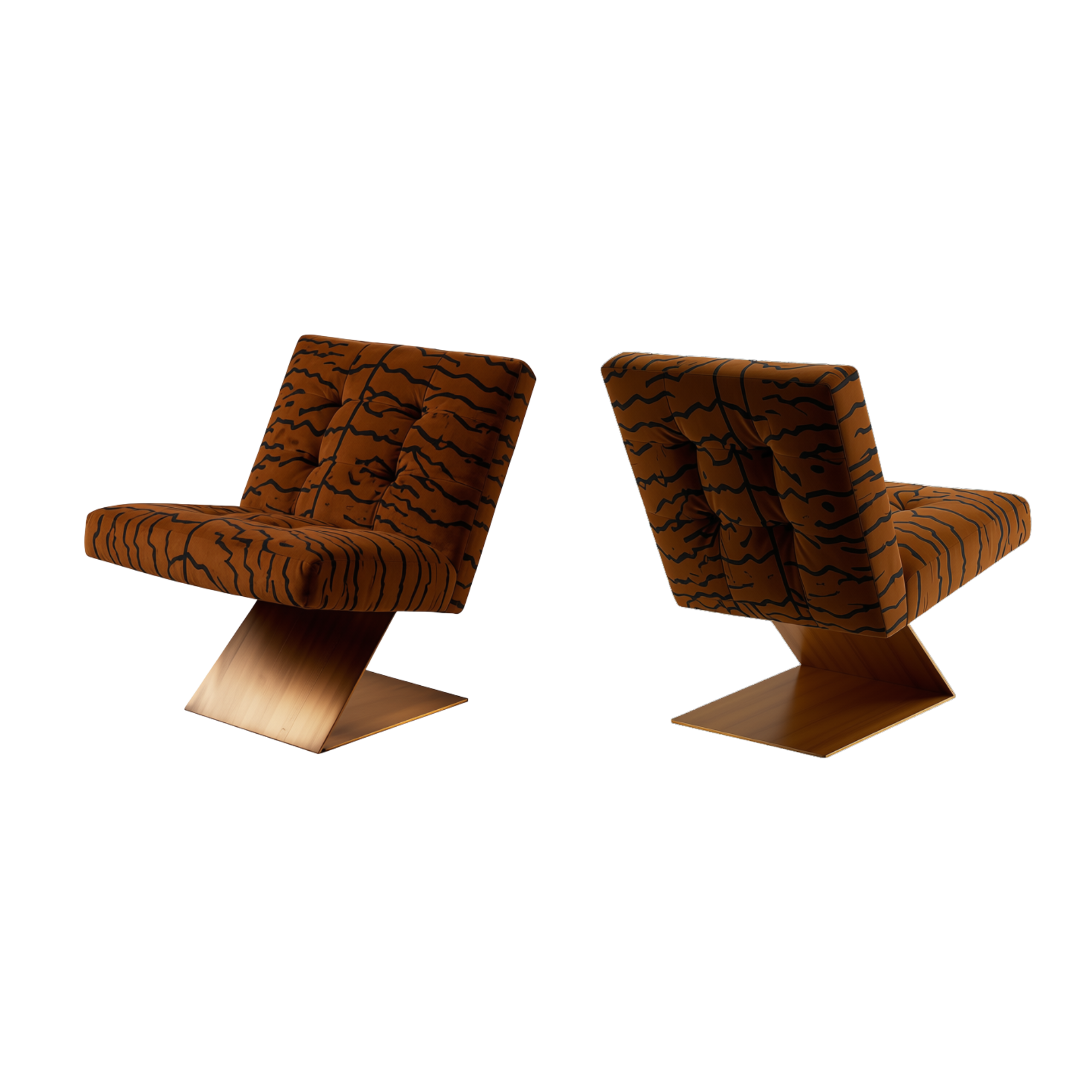 Two modern chairs from Thayer Coggin with COM fabric from Kerry Joyce textiles.