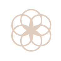 Decorative symmetrical floral pattern in beige on black background.