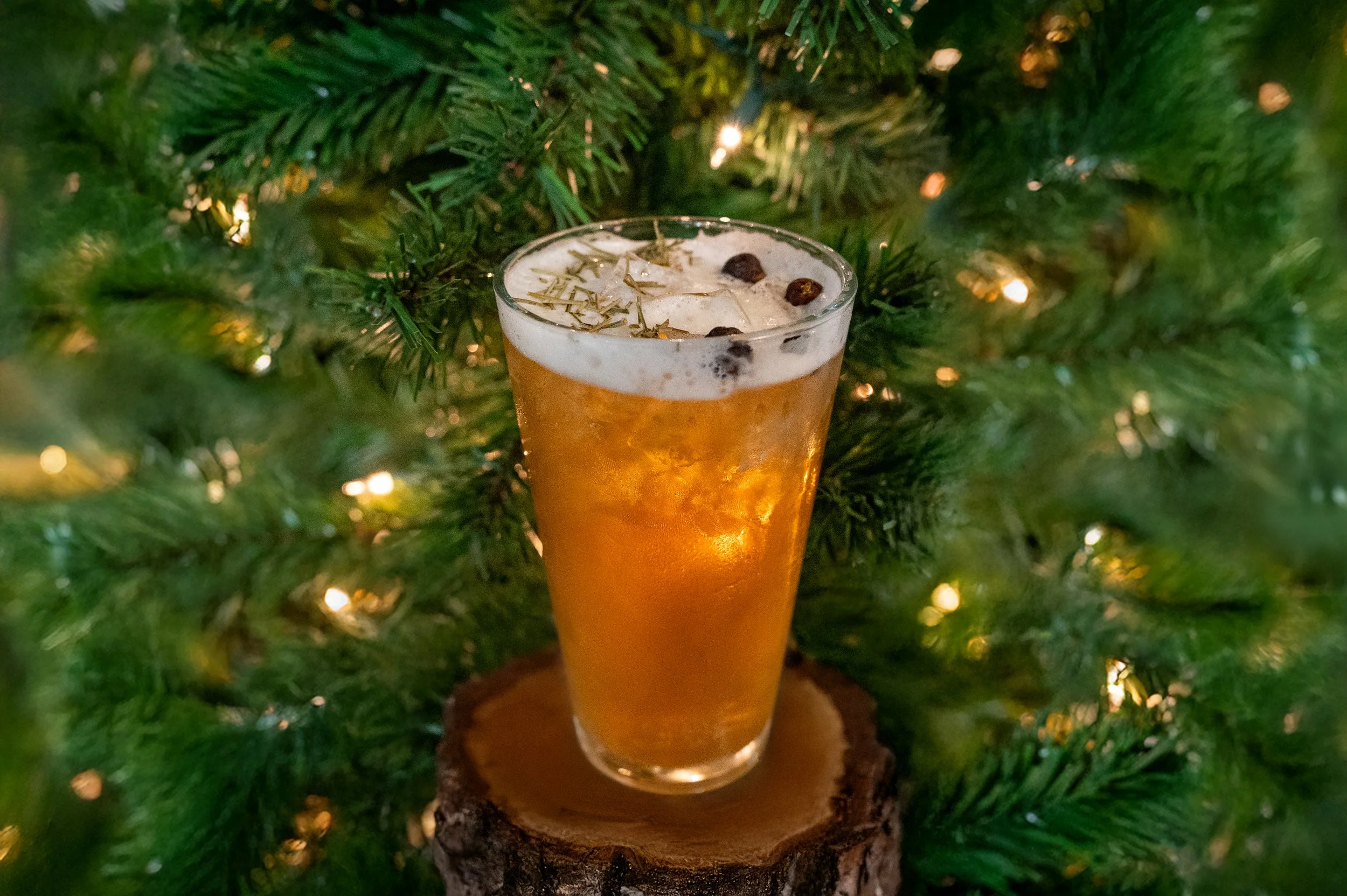 What you're drinking: locally sourced yaupon tea, juniper berry, pine, honey, and granulated orange.