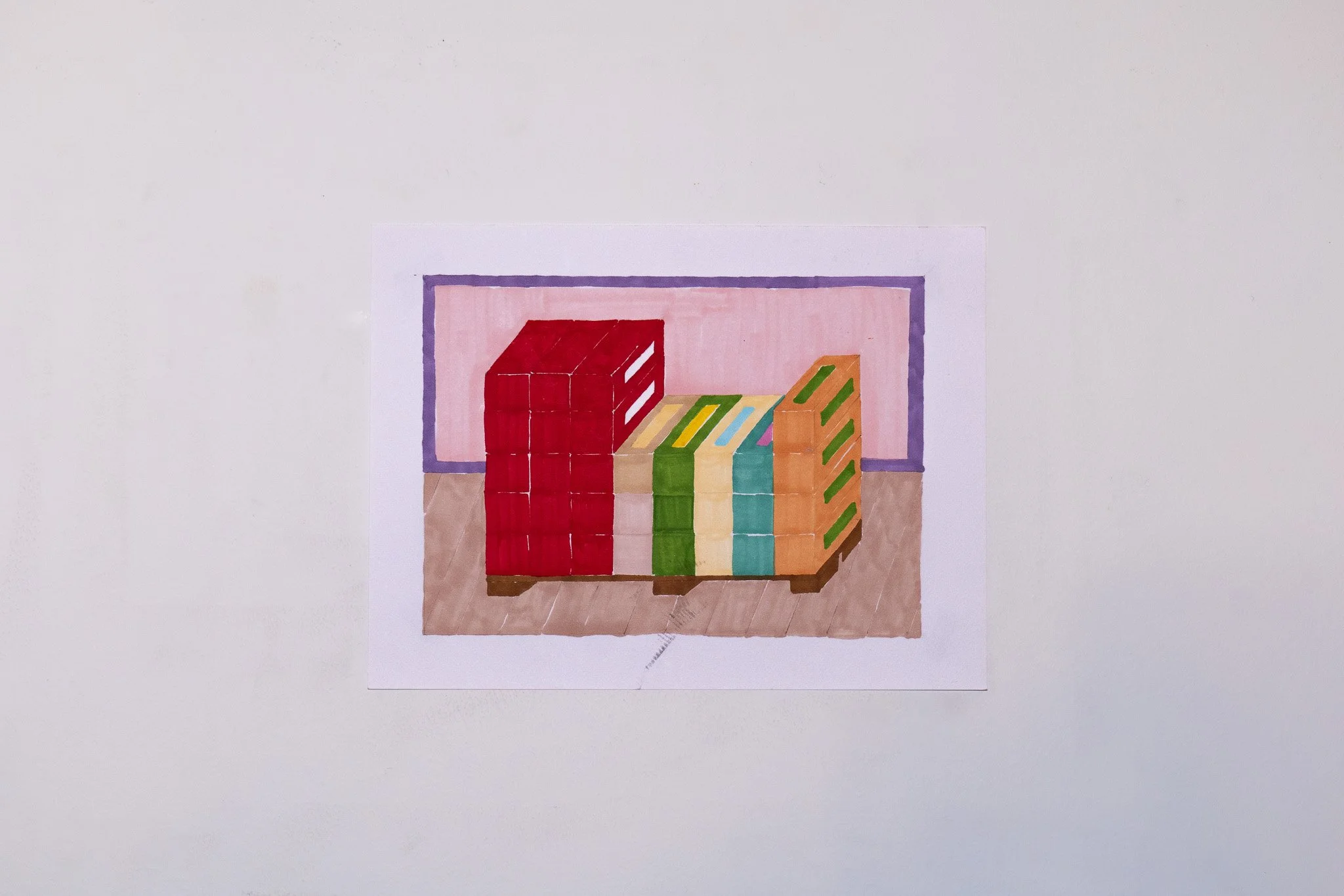 Study (supermarkets series), 2024. Promarker on paper - 22.5 x 30.3 cm / 8.8 x 12 in