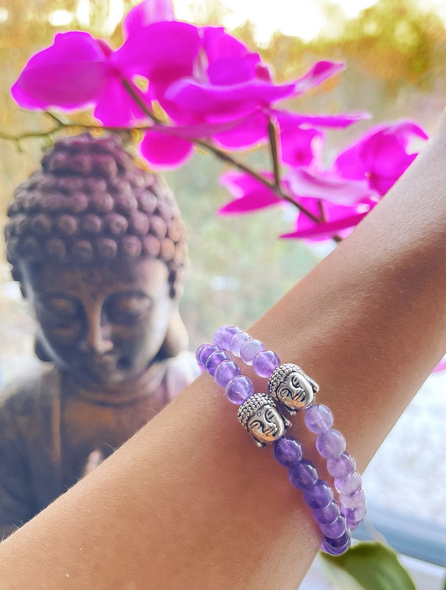 Semi precious buddha bracelets