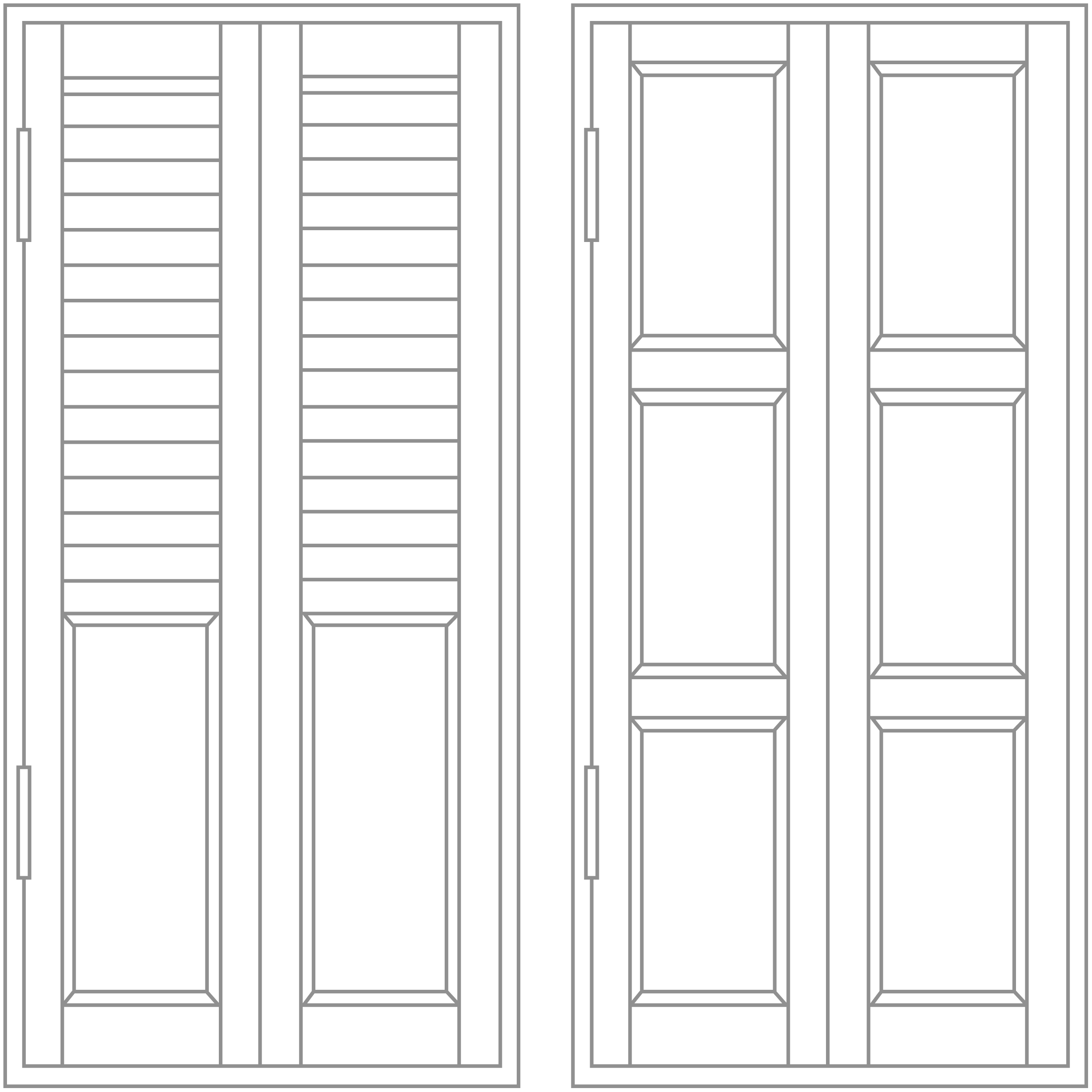 Solid window shutter diagram showing louvred and raised panel shutter options.