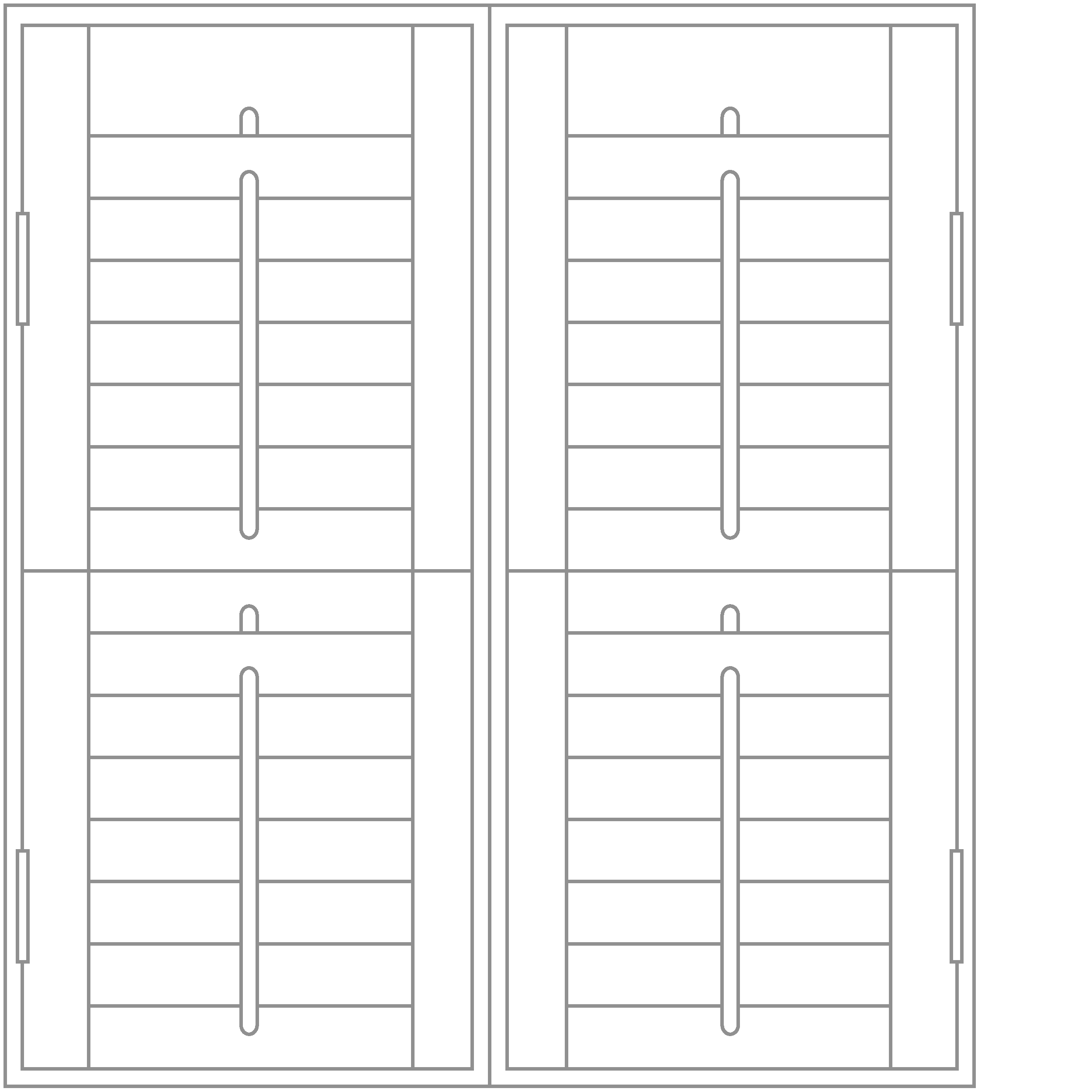 Tier-on-tier window shutter diagram showing independently opening upper and lower panels with central tilt rods.