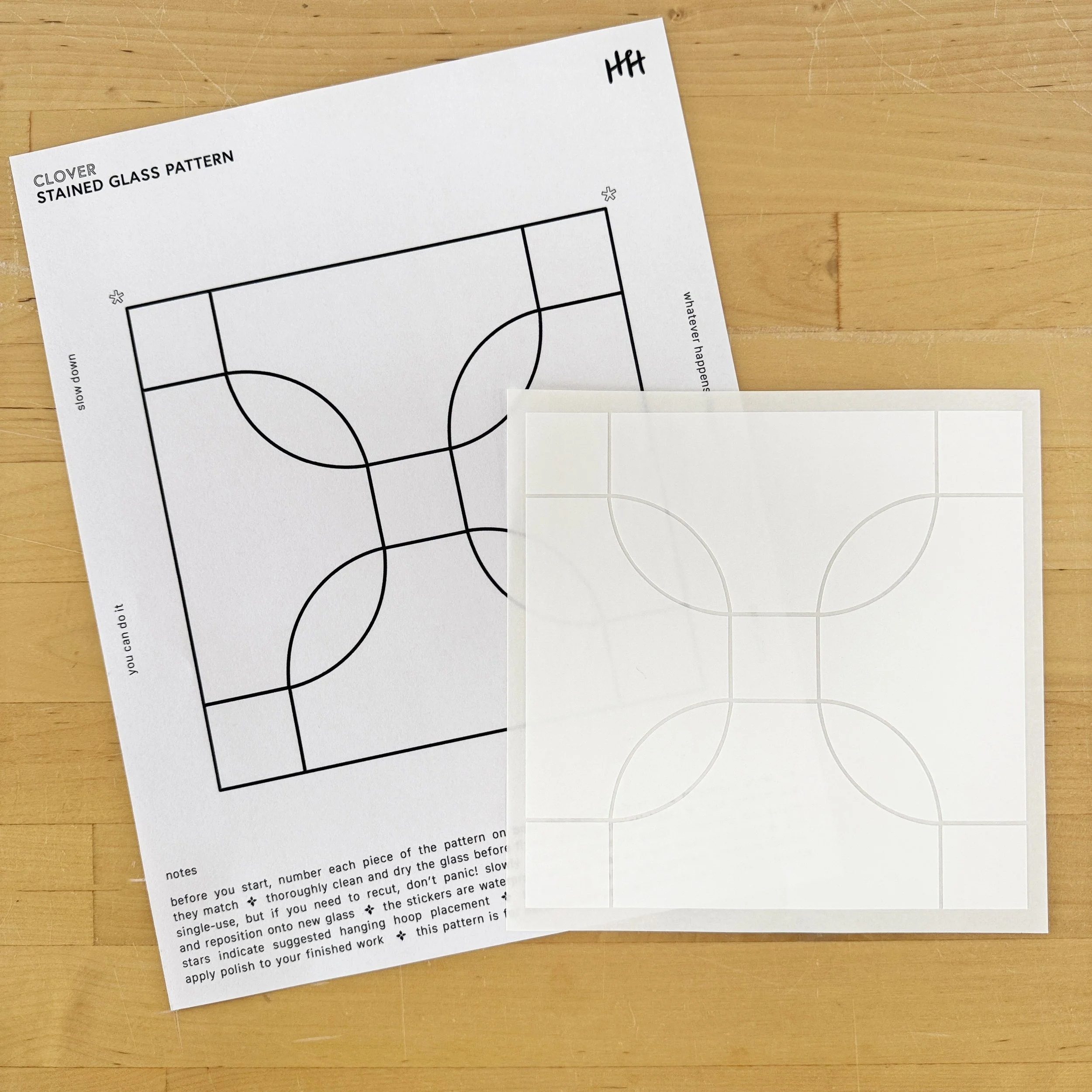 'clover' stained glass sticker pattern