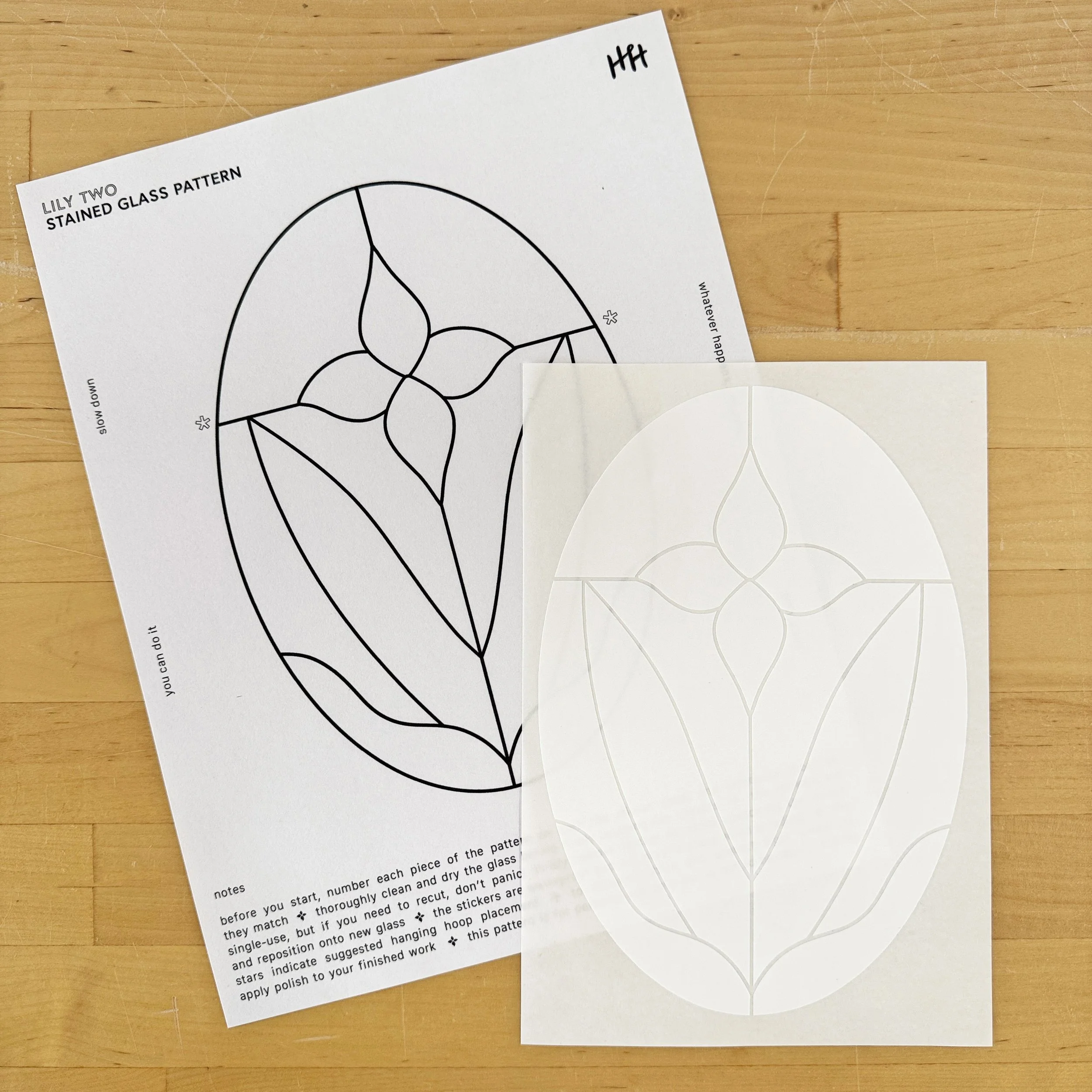 'lily two' stained glass sticker pattern