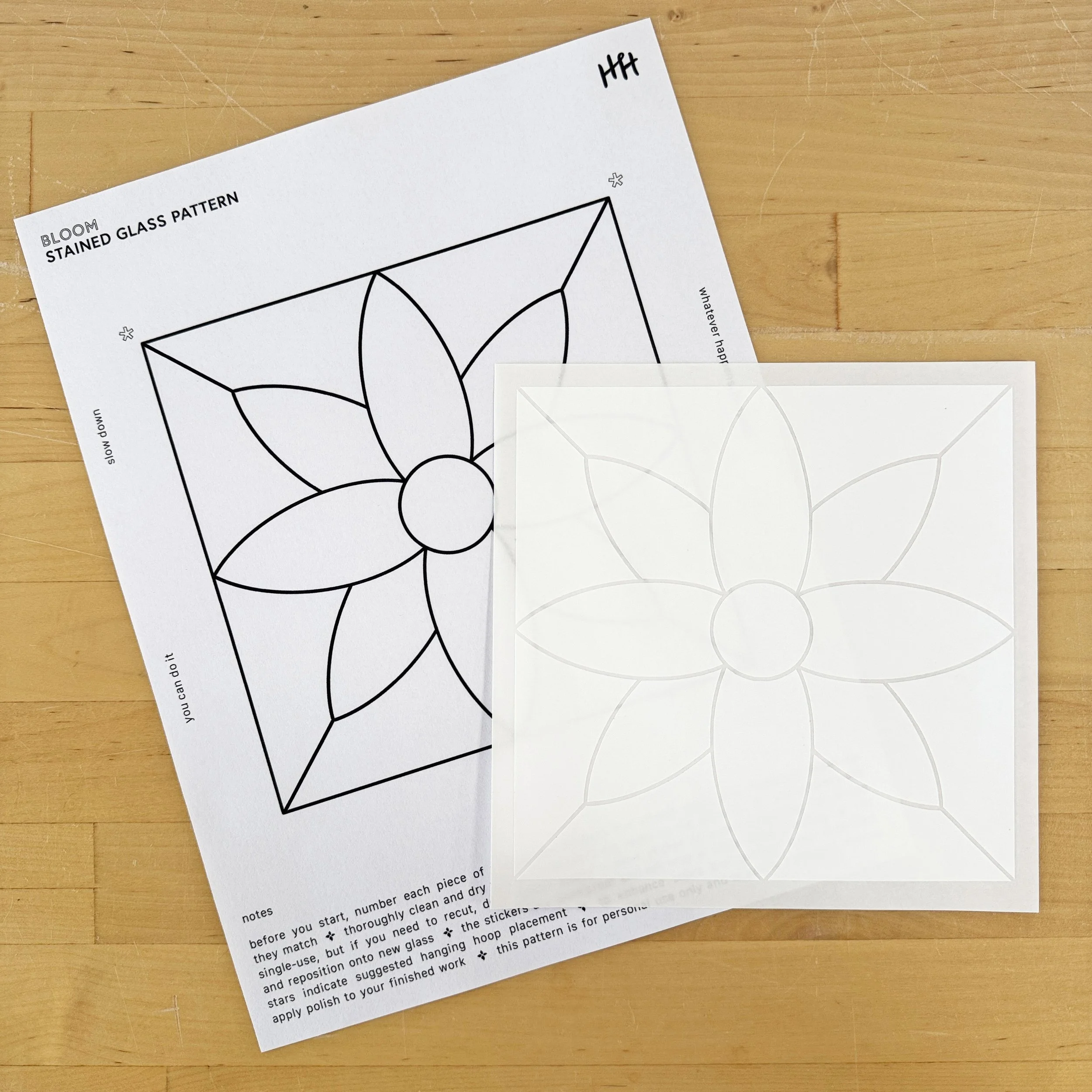 'bloom' stained glass sticker pattern