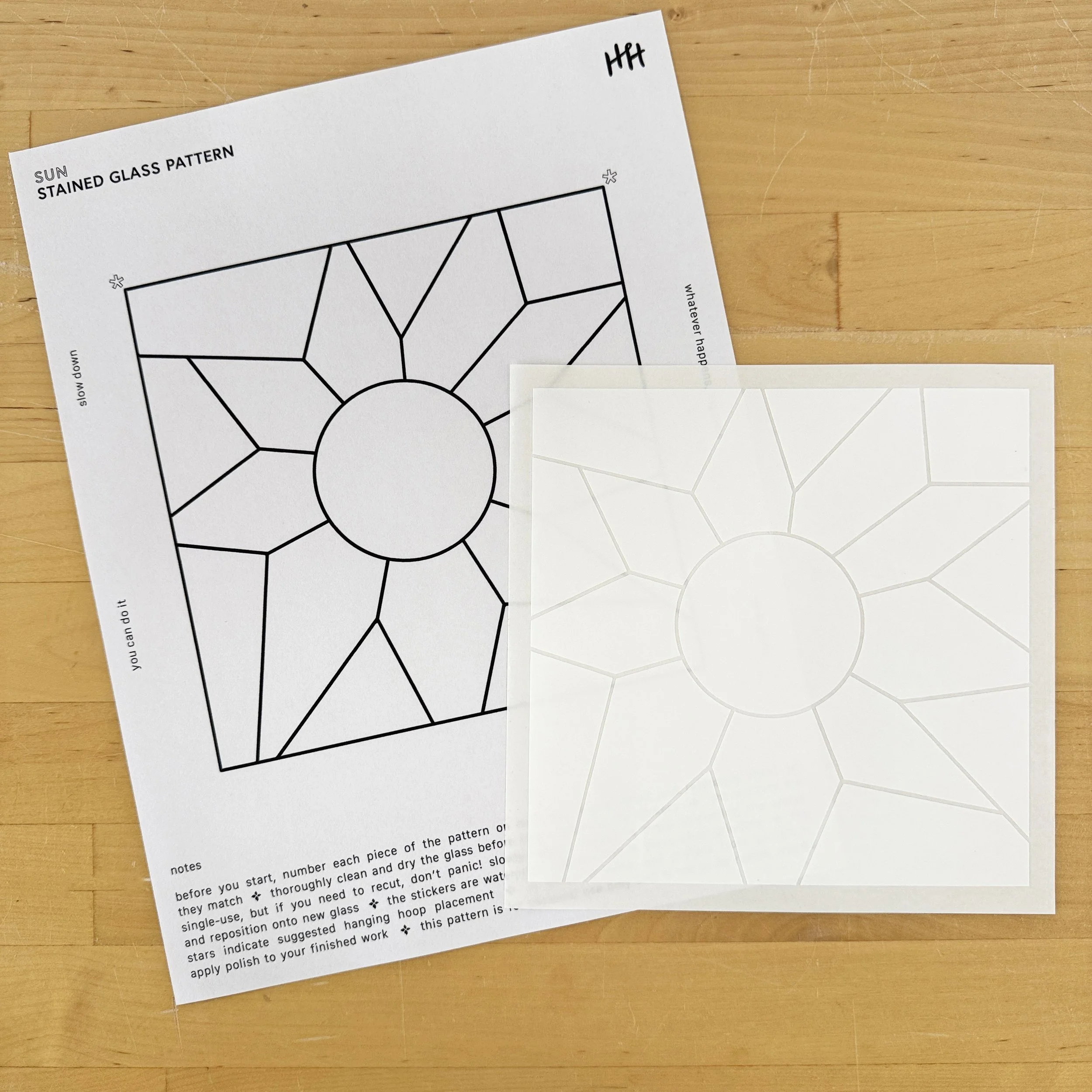 'sun' stained glass sticker pattern