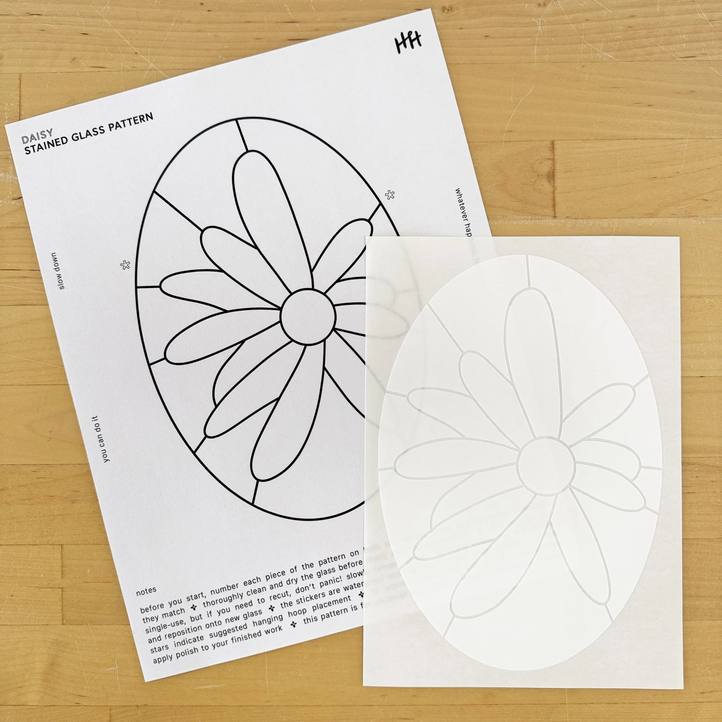 'daisy' stained glass sticker pattern