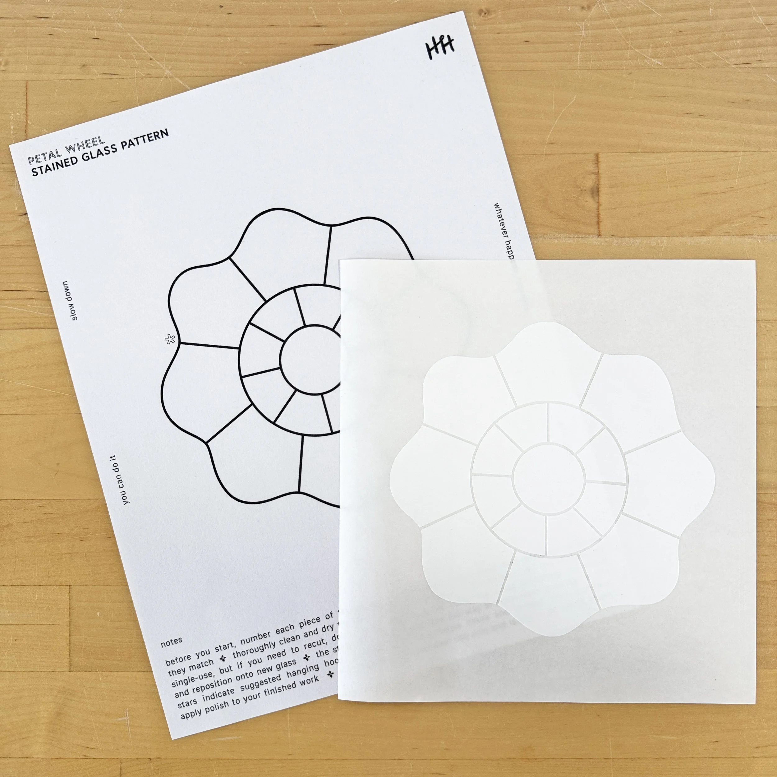 'petal wheel' stained glass sticker pattern