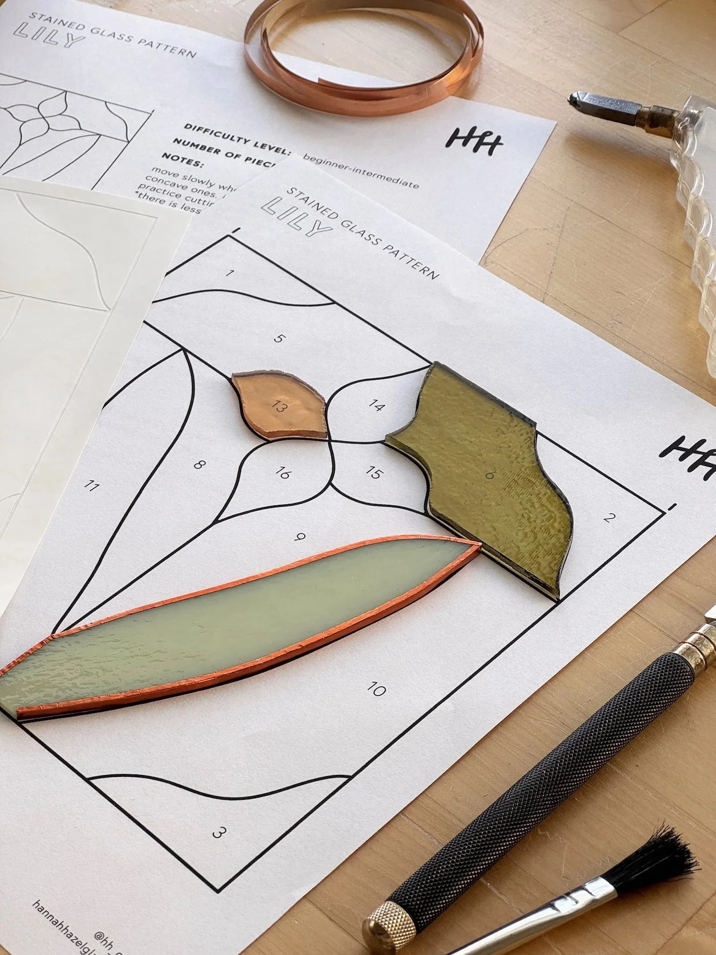 'lily' stained glass sticker pattern