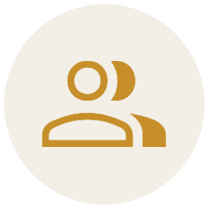 Generic user profile icon with a simplified person outline in gold on a white circular background.