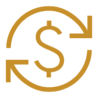 Gold dollar sign with circular arrows