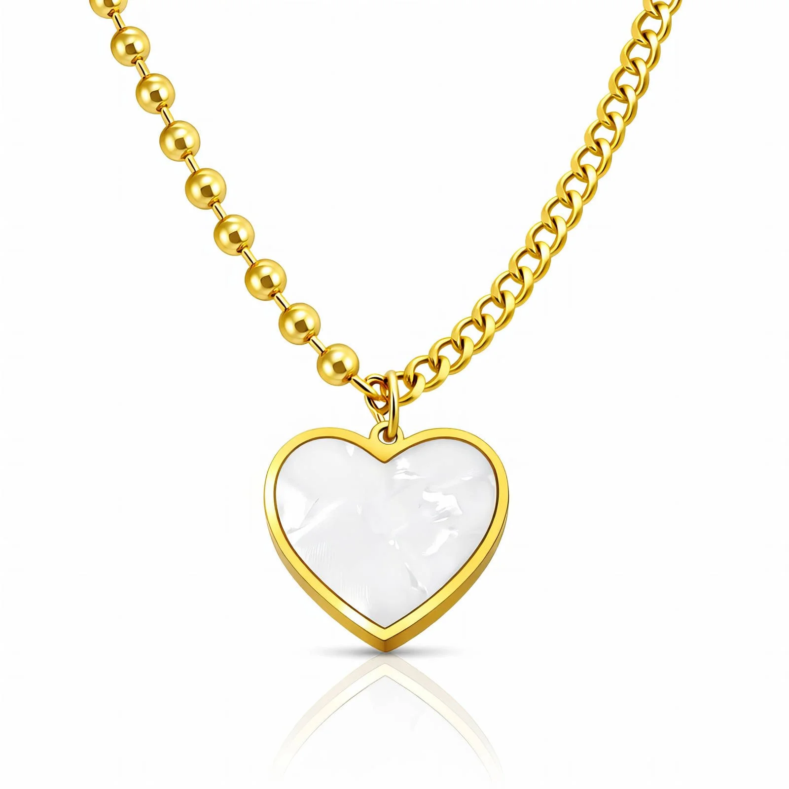 Gold Heart Necklace with Enamel