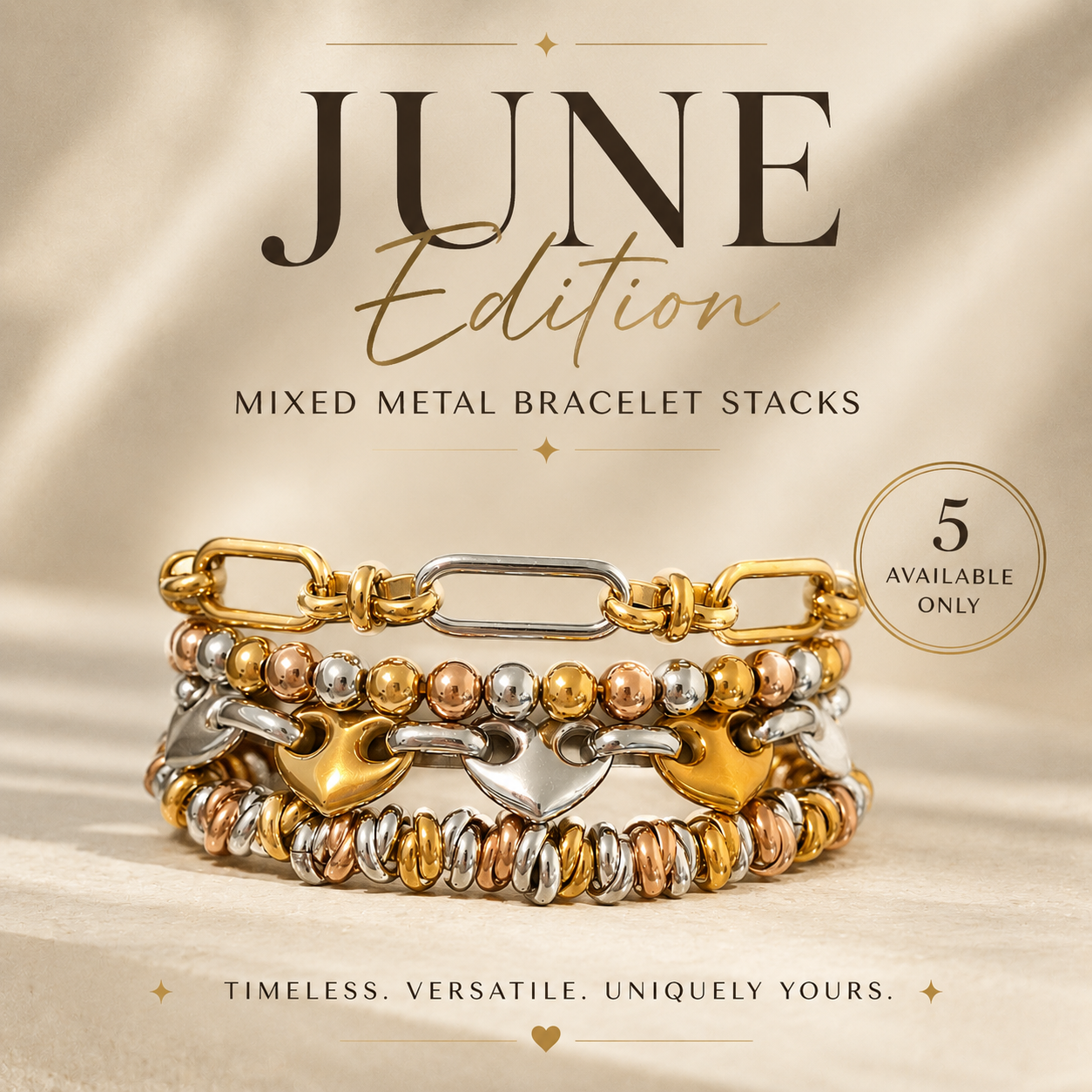 June Edition - Mixed Metal Bracelet Stack