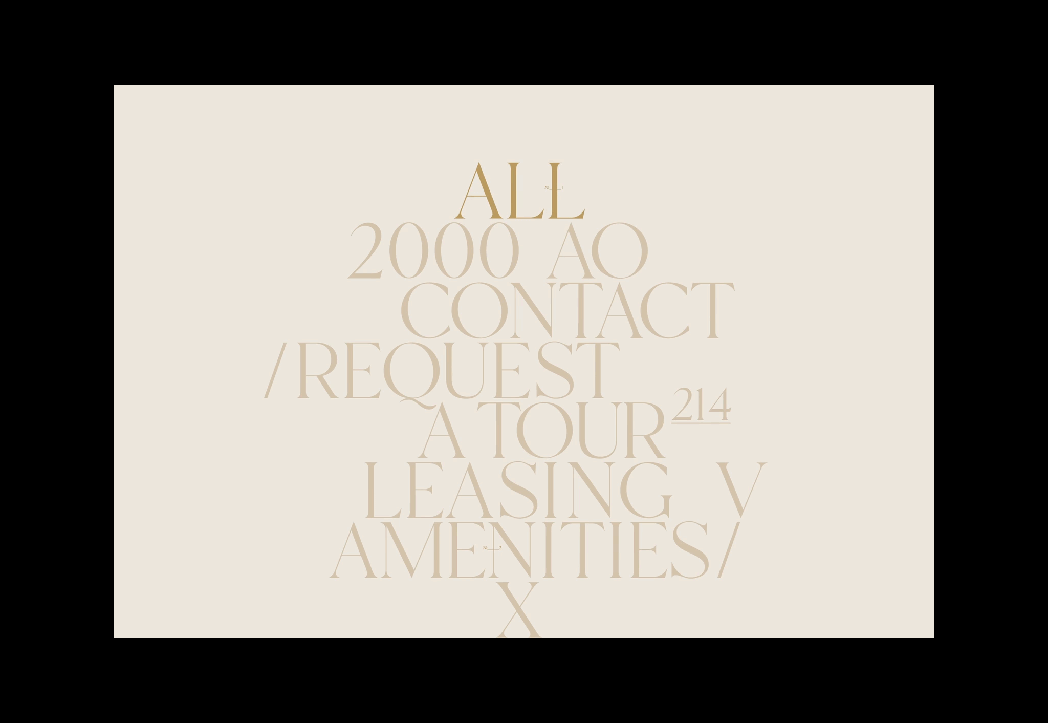 Text on a beige background with black borders, listing various menu items and tour options in stylized font.